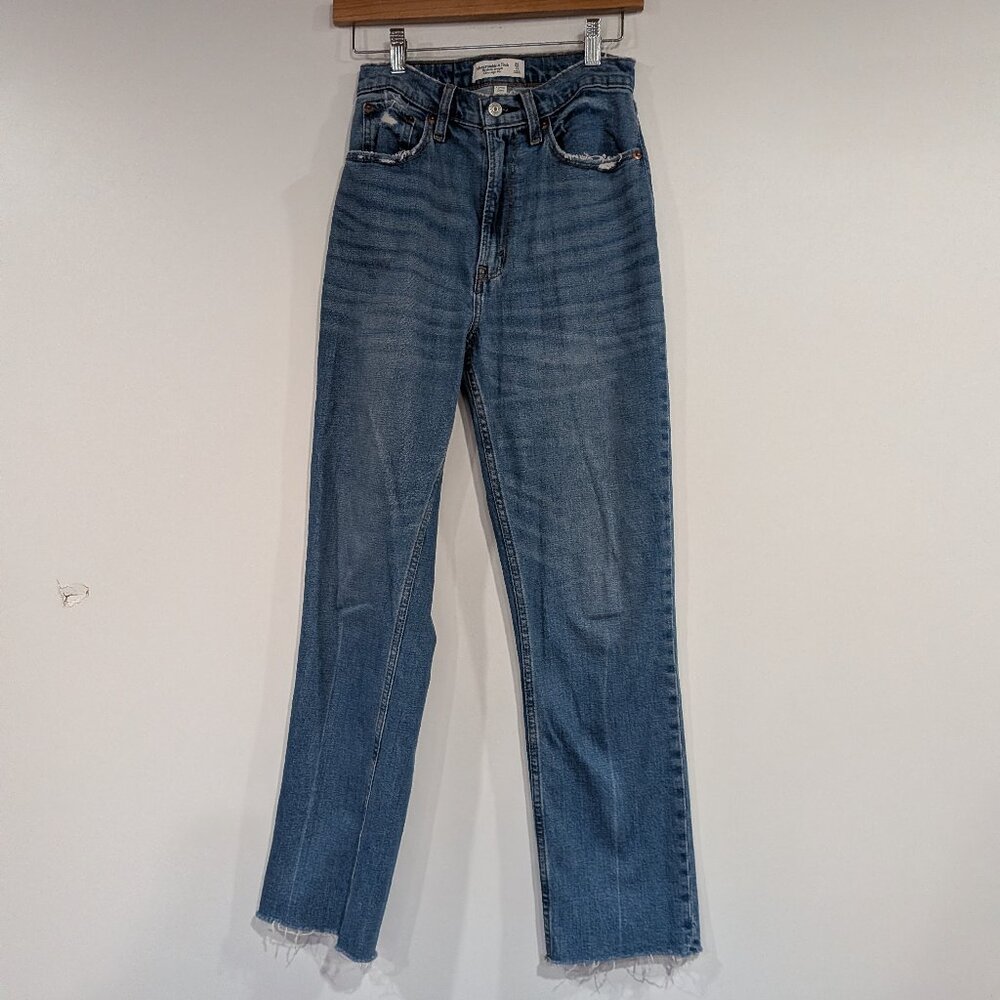 Abercrombie & Fitch Raw Edge Ankle Straight Jeans Blue Size 25 Size 0